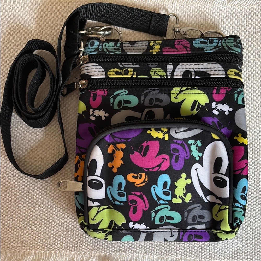 Disney Parks Mickey Mouse Cartoon Colorful Crossbody Purse Bag.